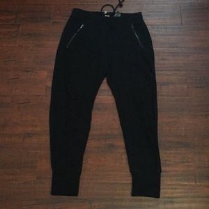 Black drop-crotch joggers